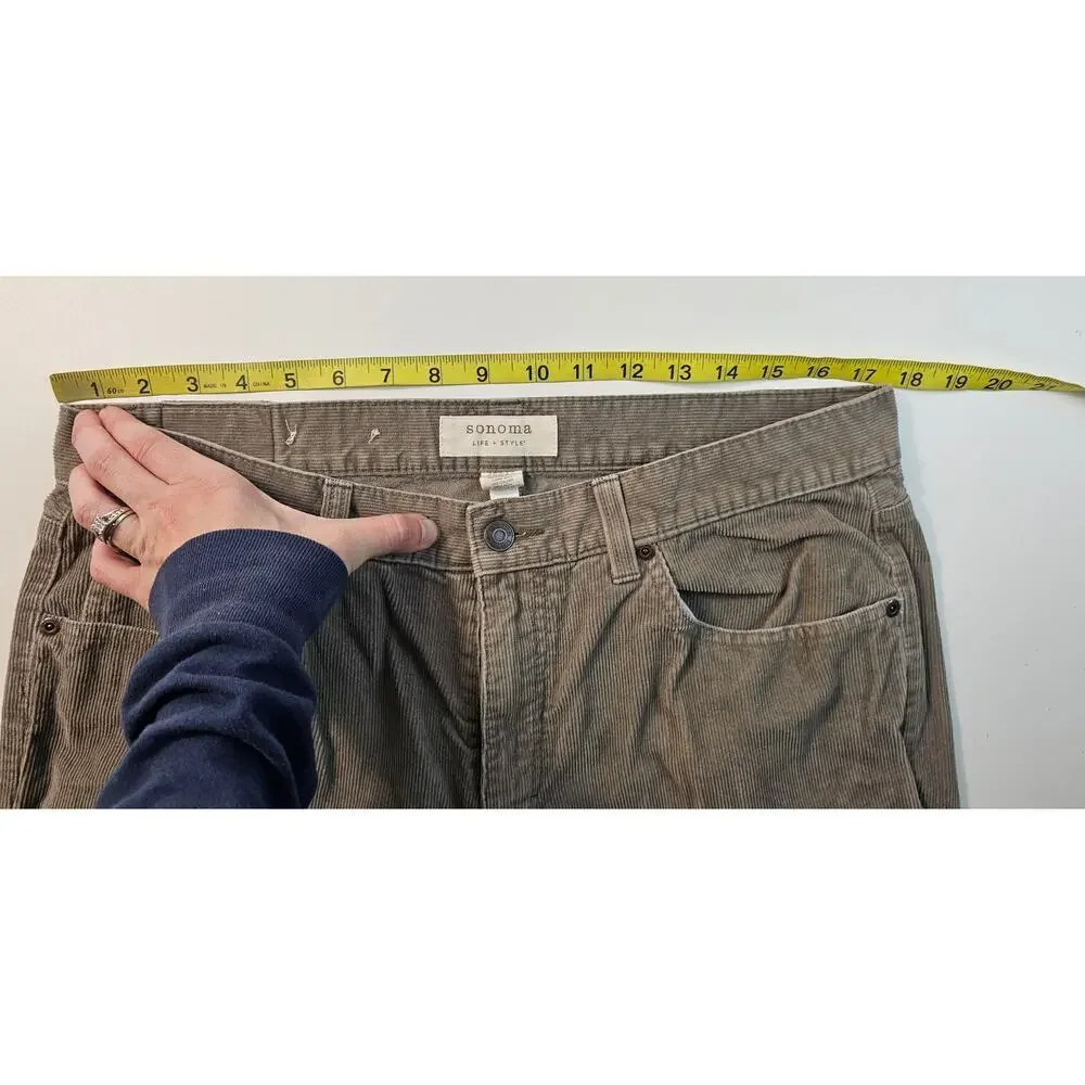 Sonoma 36x29 tan corduroy straight leg jeans pants *FADED* work outdoor paint